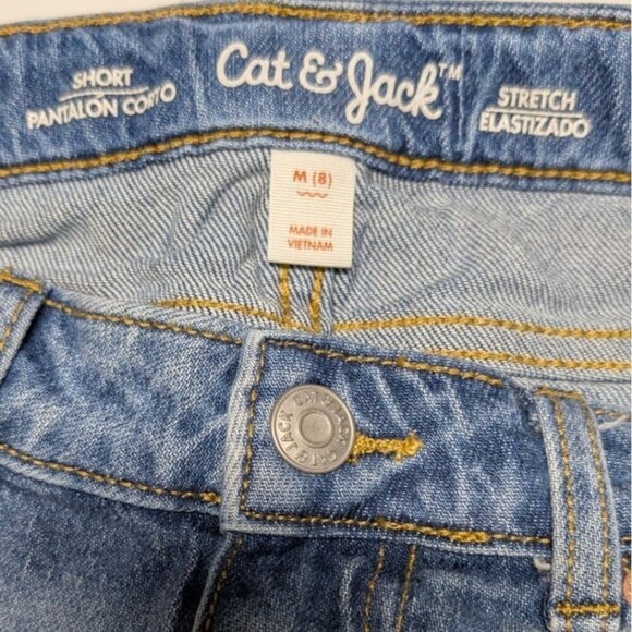 Cat & Jack Floral Lace Denim Shorts Girls Size 8 Distressed Frayed Adjustable - Picture 3 of 8